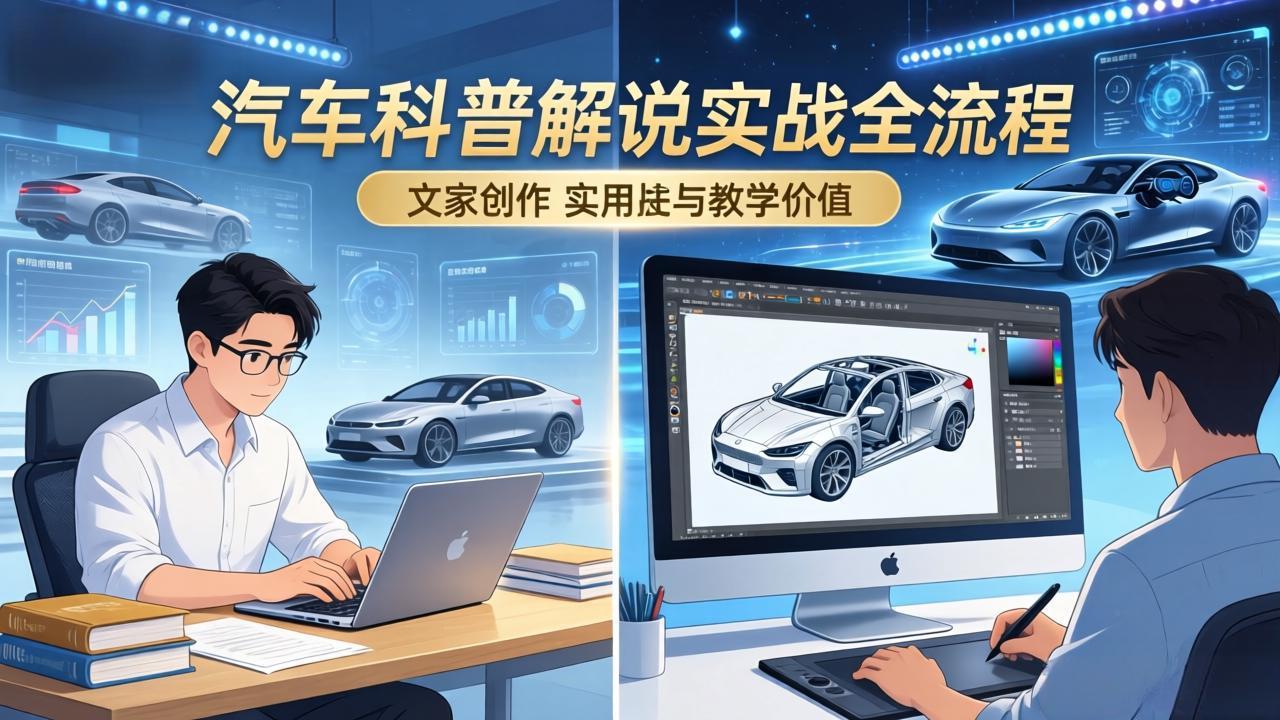 抖音汽车科普解说实战:文案+动画+画面处理+去水印全流程,打造专业汽车科普视频-小艾网创