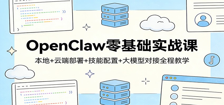 OpenClaw零基础实战课：本地+云端部署+技能配置+大模型对接全程教学-小艾网创