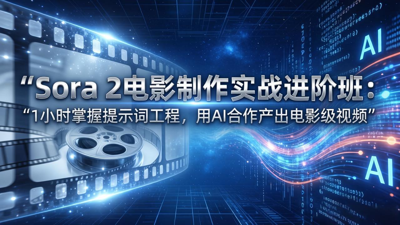Sora 2电影制作实战进阶班：1小时掌握提示词工程，用AI合作产出电影级视频-小艾网创