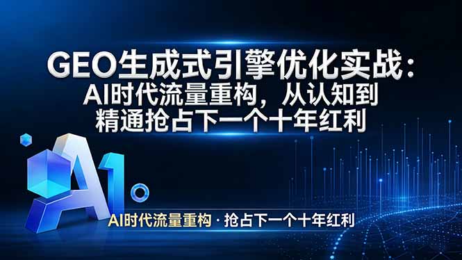 GEO 生成式引擎优化实战：AI时代流量重构，从认知到精通抢占下一个十年红利-小艾网创