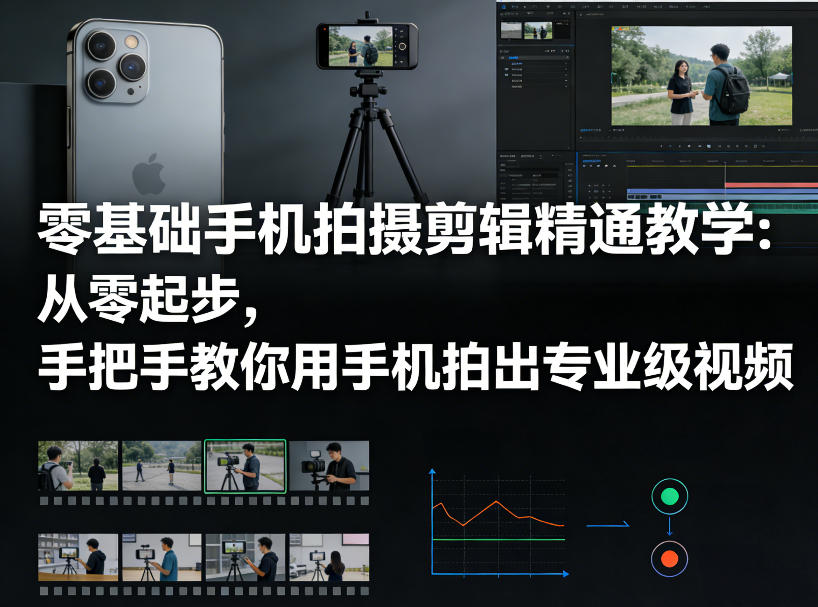 零基础手机拍摄剪辑精通教学：从零起步，手把手教你用手机拍出专业级视频-小艾网创