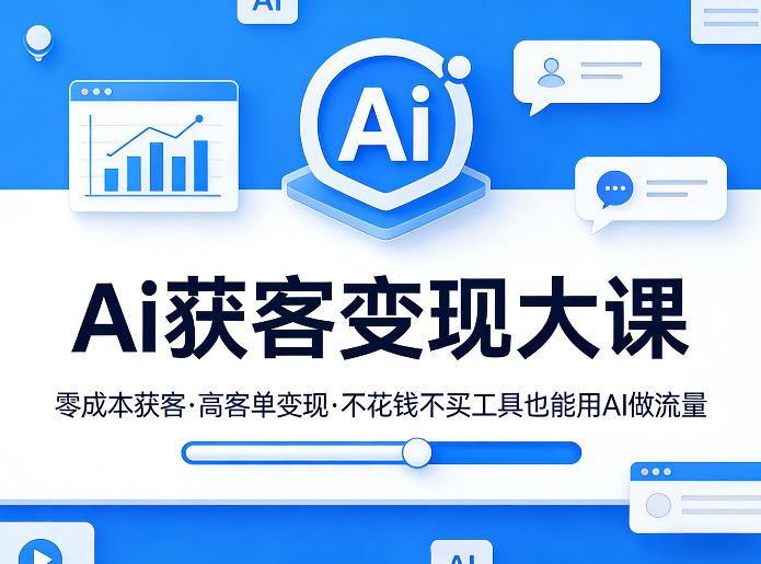 Ai获客变现大课，零成本获客，高客单变现，不花钱不买工具也能用AI做流量-小艾项目网