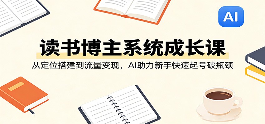 读书博主系统成长课：从定位搭建到流量变现，AI助力新手快速起号破瓶颈-小艾项目网