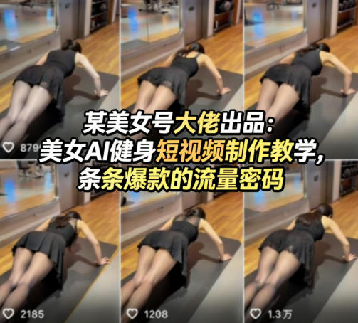 某美女号大佬出品：美女AI健身短视频制作教学，条条爆款的流量密码-小艾项目网