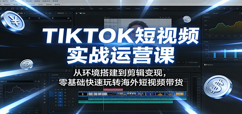 TIKTOK短视频实战运营课：从环境搭建到剪辑变现，零基础快速玩转海外短视频带货-小艾项目网
