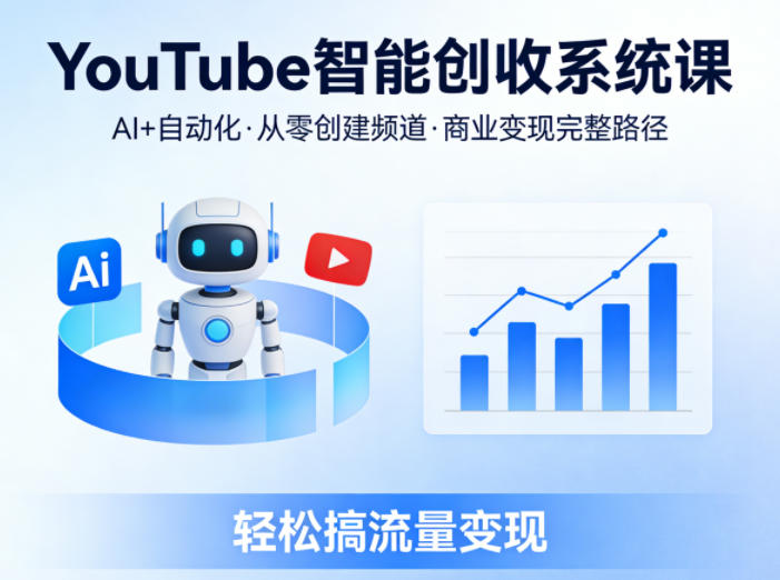 YouTube智能创收系统课，AI+自动化，从零创建YouTube频道并实现商业变现的完整路径，轻松搞流量变现-小艾项目网
