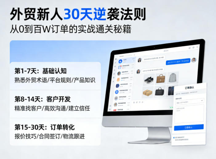 外贸新人30天逆袭法则，教你从0到百W订单的实战通关秘籍-小艾项目网