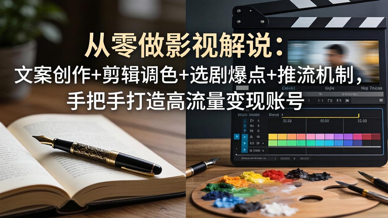 从零做影视解说:文案创作+剪辑调色+选剧爆点+推流机制,手把手打造高流量变现账号-小艾项目网
