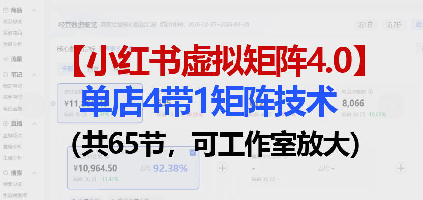 小红书虚拟矩阵4.0技术：单店4带1矩阵(共65节，可工作室放大)-小艾项目网