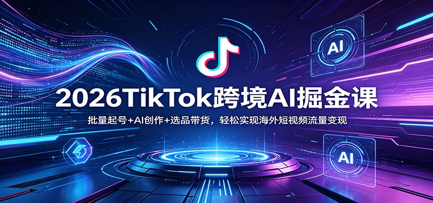 2026TikTok跨境AI掘金课：批量起号+AI创作+选品带货，轻松实现海外短视频流量变现-小艾项目网