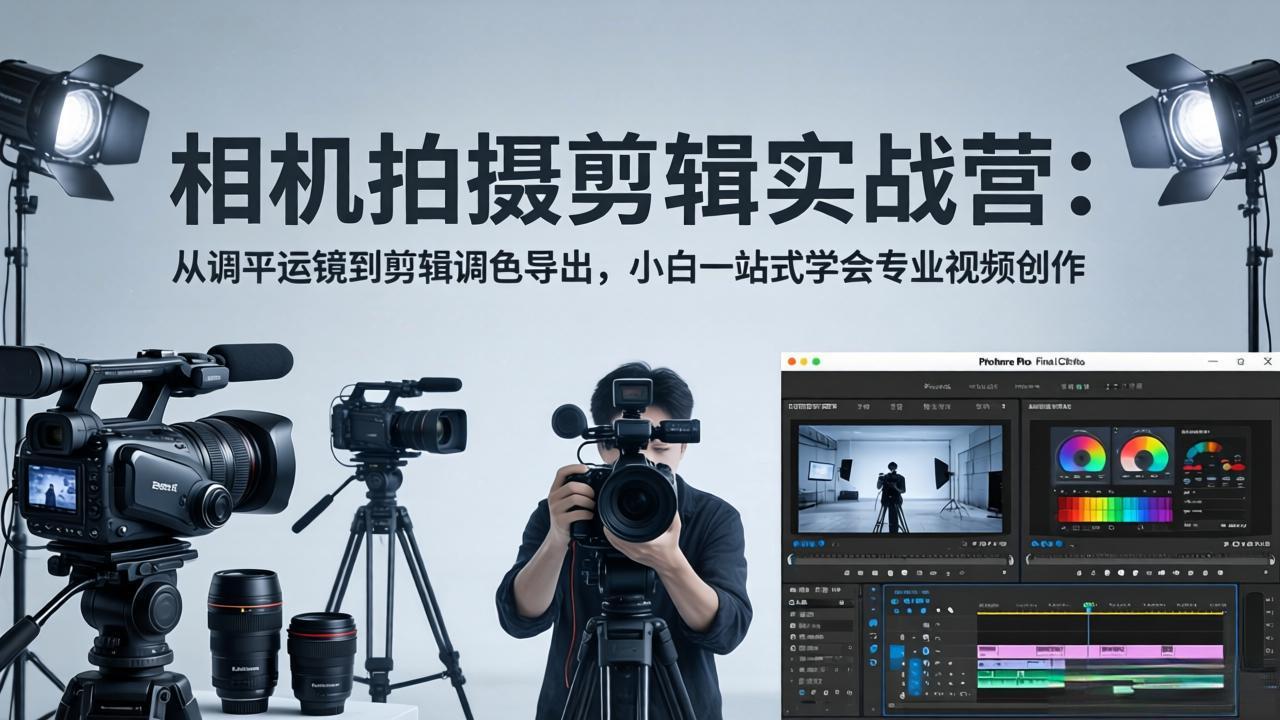 相机拍摄剪辑实战营：从调平运镜到剪辑调色导出，小白一站式学会专业视频创作-小艾项目网