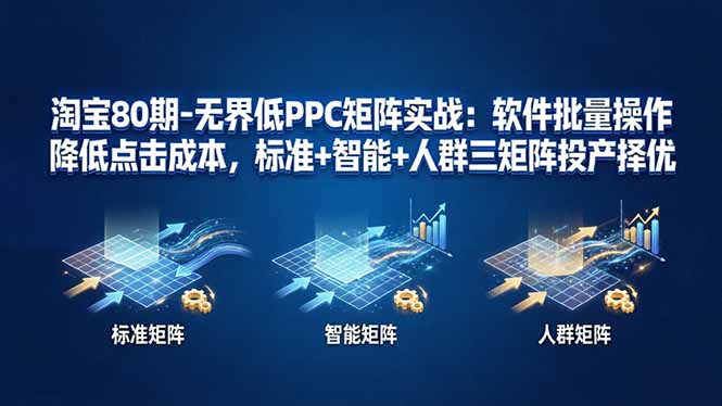 淘宝80期-无界低PPC矩阵实战：软件批量操作降低点击成本，标准+智能+人群三矩阵投产择优-小艾项目网