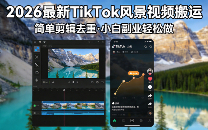 2026最新TikTok风景视频搬运简单剪辑去重小白副业月入 8000-小艾项目网