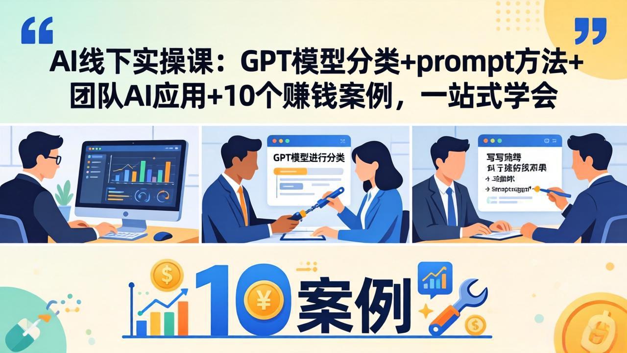 AI线下实操课：GPT模型分类+prompt方法+团队AI应用+10个赚钱案例，一站式学会-小艾项目网