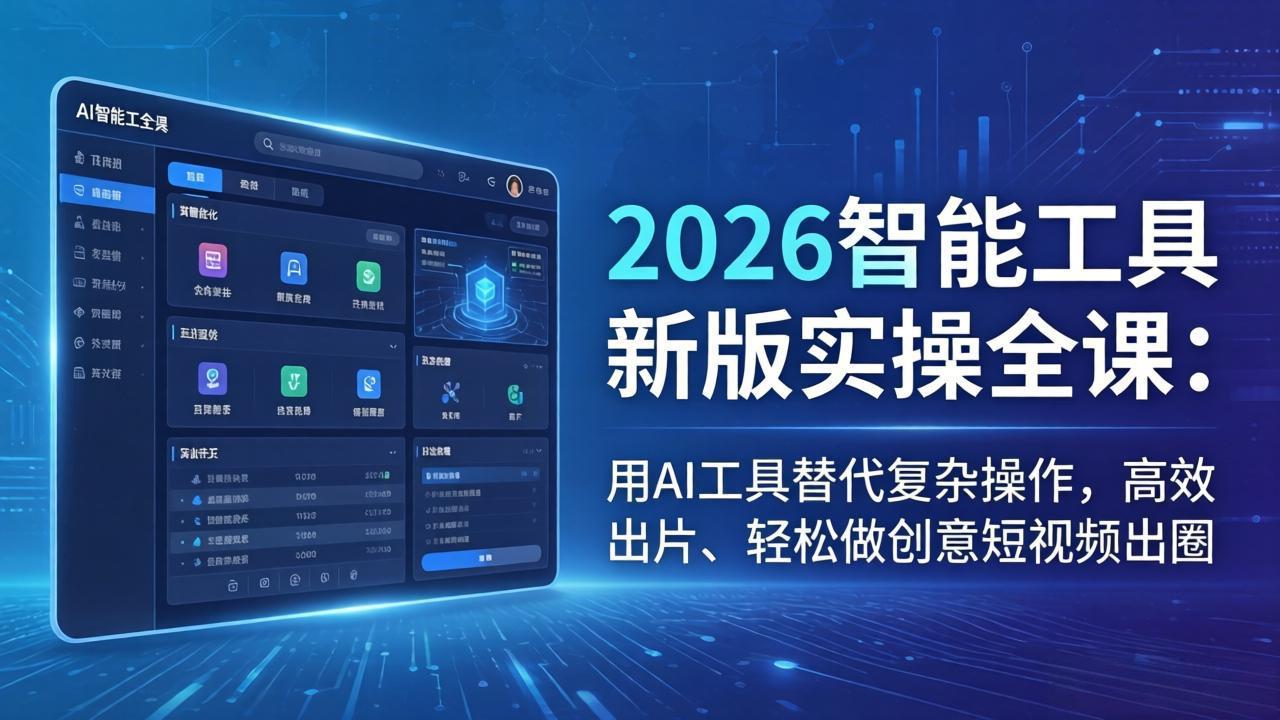 2026智能工具新版实操全课:用AI工具替代复杂操作,高效出片、轻松做创意短视频出圈-小艾项目网