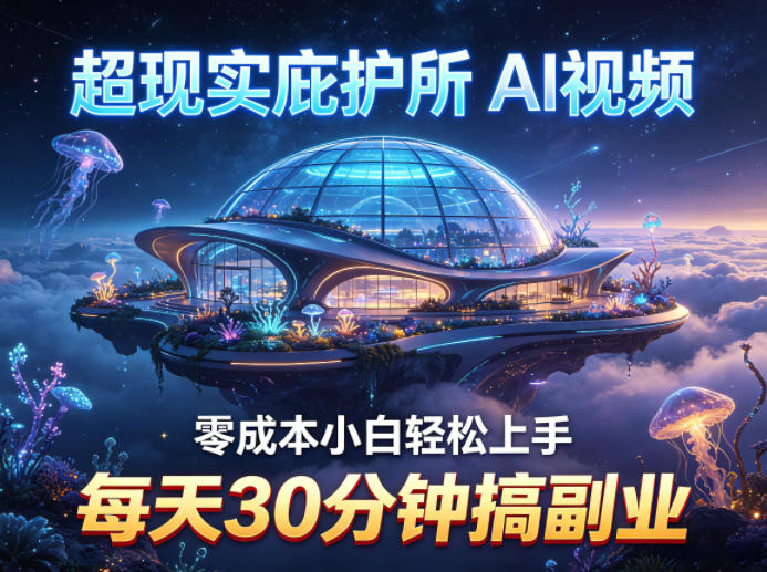 超现实庇护所AI视频项目拆解，零成本小白轻松上手，每天30分钟搞副业-小艾项目网