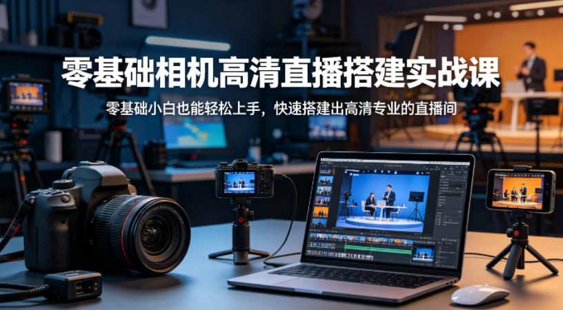 零基础相机高清直播间搭建实战课,小白也能轻松上手,快速搭建出高清专业的直播间-小艾项目网