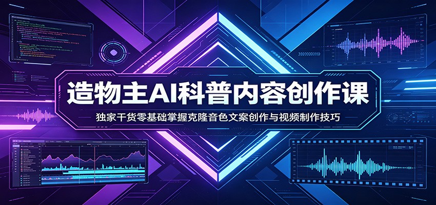 AI科普内容创作课：独家干货零基础掌握克隆音色文案创作与视频制作技巧-小艾项目网