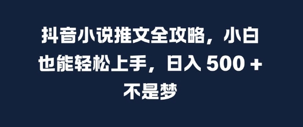 抖音小说推文全攻略，小白也能轻松上手，日入 5张+ 不是梦【揭秘】-小艾网创