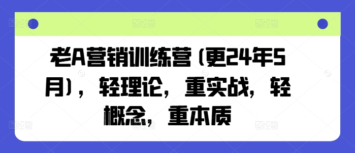 老A营销训练营(更24年12月)，轻理论，重实战，轻概念，重本质-小艾网创