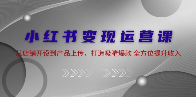 小红书变现运营课：从店铺开设到产品上传，打造吸睛爆款 全方位提升收入-小艾网创
