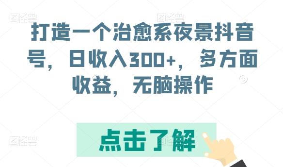 打造一个治愈系夜景抖音号，日收入300+，多方面收益，无脑操作【揭秘】-小艾网创