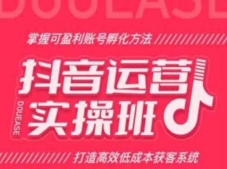 抖音运营实操班，掌握可盈利账号孵化方法，打造高效低成本获客系统-小艾网创