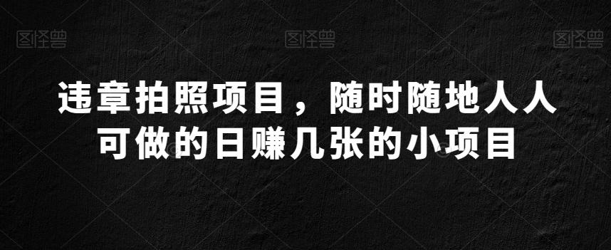违章拍照项目，随时随地人人可做的日赚几张的小项目-小艾网创