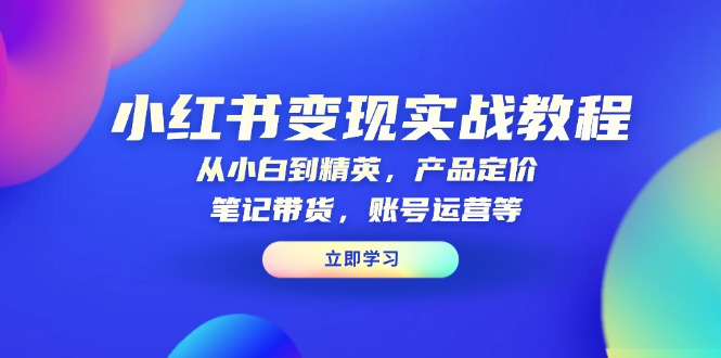 小红书变现实战教程：从小白到精英，产品定价，笔记带货，账号运营等-小艾网创