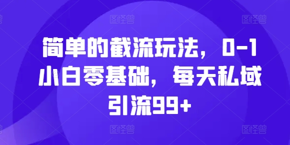 简单的截流玩法，0-1小白零基础，每天私域引流99+【揭秘】-小艾网创