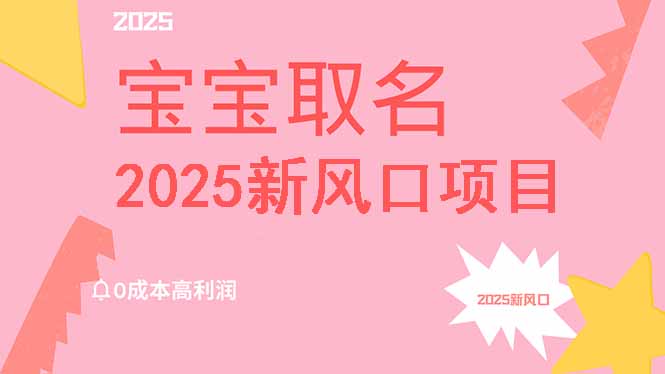 2025新风口项目宝宝取名，0成本高利润，附保姆级教程，月入过万不是梦-小艾网创