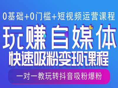 0基础+0门槛+短视频运营课程，玩赚自媒体快速吸粉变现课程，一对一教玩转抖音吸粉爆粉-小艾网创