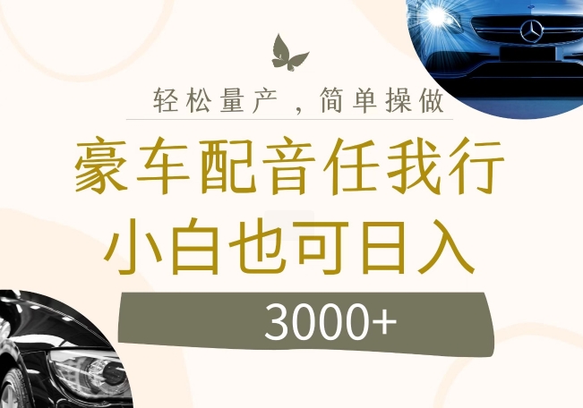 不为人知的暴力小项目，豪车配音，日入几张【揭秘】-小艾网创