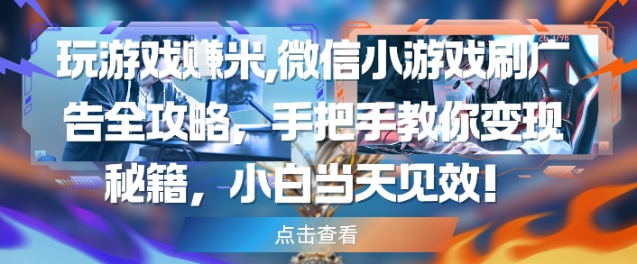玩游戏挣米，微信小游戏刷广告全攻略，手把手教你变现秘籍，小白当天见效-小艾网创