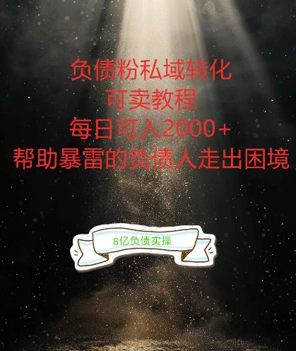 负债粉掘金计划，帮助负债者解决问题，债务规划，债务重组，最好的变现方式【揭秘】-小艾网创