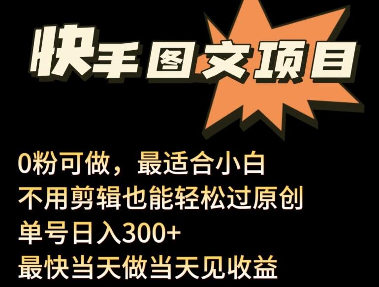 24年最新快手图文带货项目，零粉可做，不用剪辑轻松过原创单号轻松日入300+【揭秘】-小艾网创