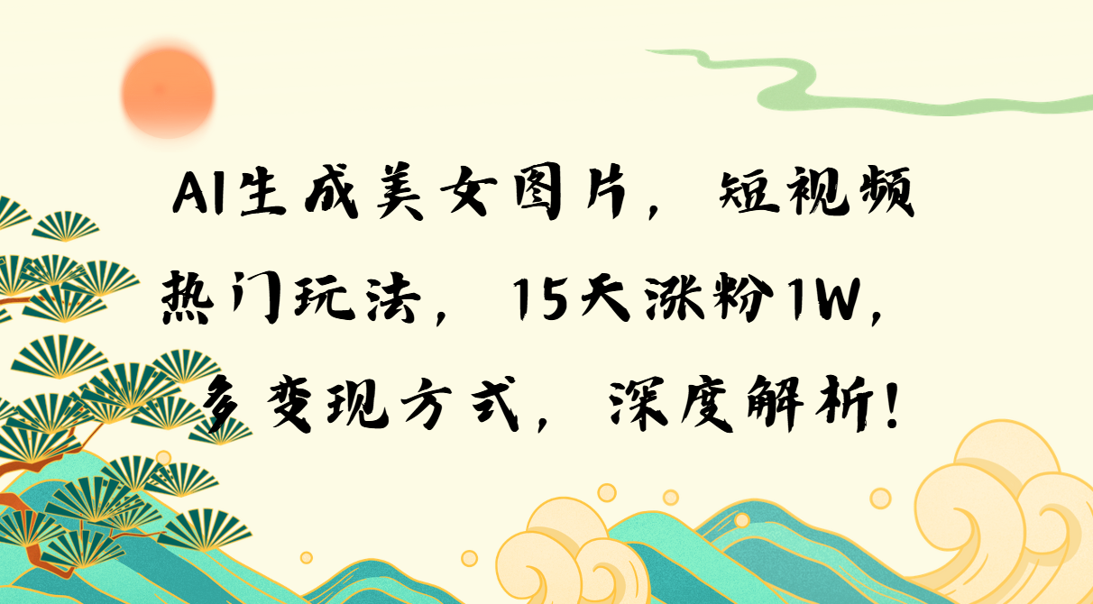 AI生成美女图片，短视频热门玩法，15天涨粉1W，多变现方式，深度解析!-小艾网创