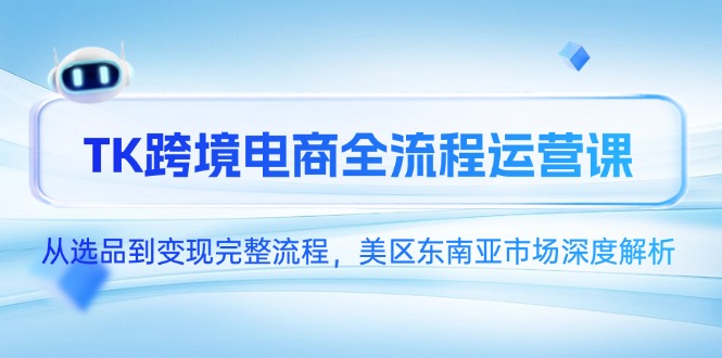 TK跨境电商全流程运营课，从选品到变现完整流程，美区东南亚市场深度解析-小艾网创