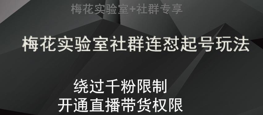 梅花实验室社群连怼起号玩法，视频号绕过千粉限制，开通直播带货权限【揭秘】-小艾网创