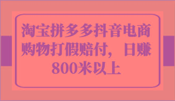 淘宝拼多多抖音电商购物打假赔付，日赚800米以上-小艾网创