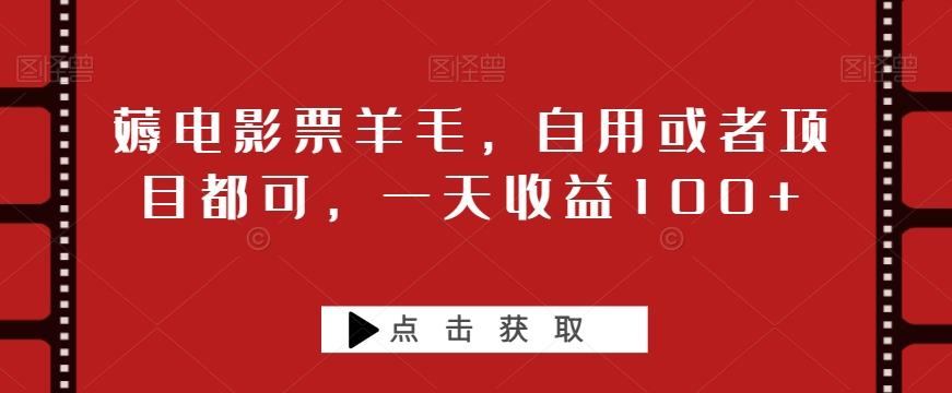 薅电影票羊毛，自用或者项目都可，一天收益100+-小艾网创