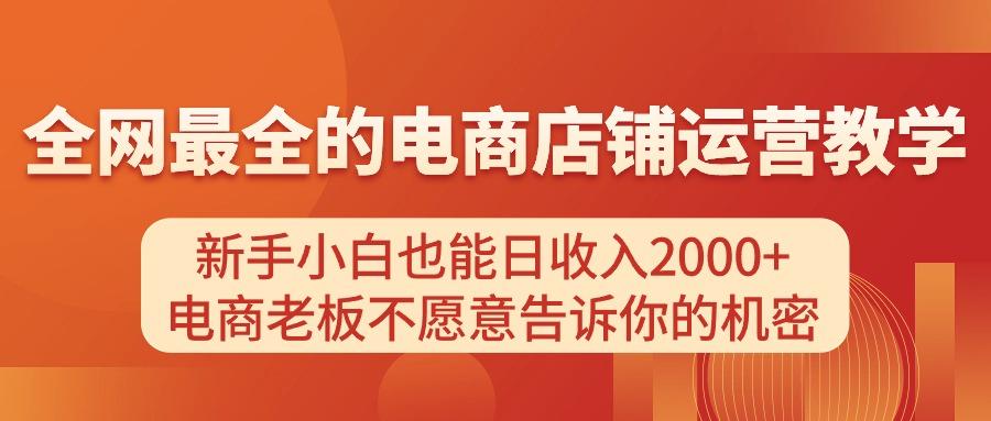 电商店铺运营教学，新手小白也能日收入2000+，电商老板不愿意告诉你的机密-小艾网创