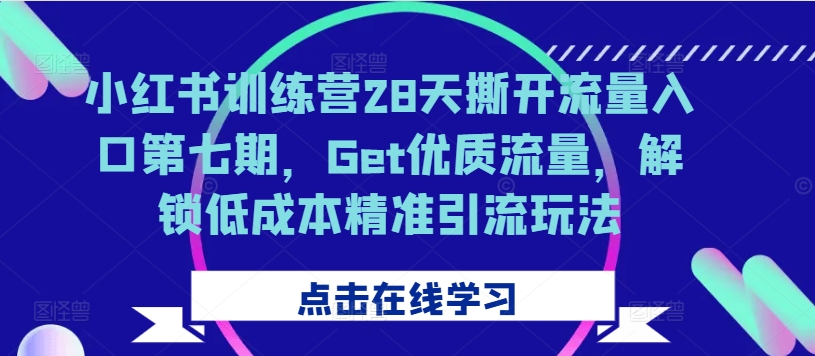 小红书训练营28天撕开流量入口第七期，Get优质流量，解锁低成本精准引流玩法-小艾网创