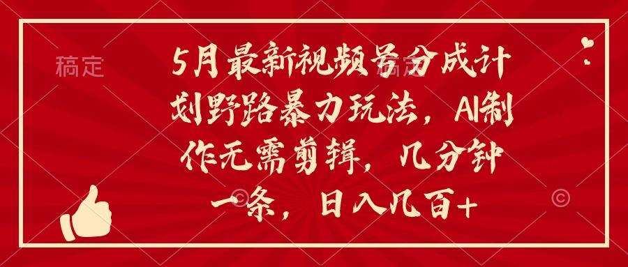 5月最新视频号分成计划野路暴力玩法，ai制作，无需剪辑。几分钟一条，…-小艾网创