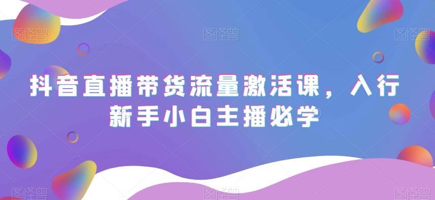 抖音直播带货流量激活课，入行新手小白主播必学-小艾网创