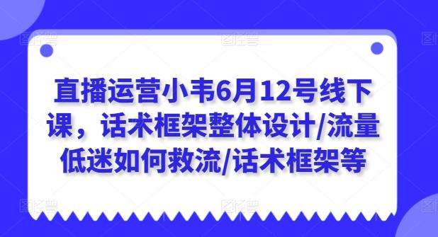 直播运营小韦6月12号线下课，话术框架整体设计/流量低迷如何救流/话术框架等-小艾网创