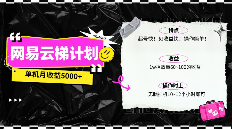 (10063期)最新网易云梯计划网页版，单机月收益5000+！可放大操作-小艾网创