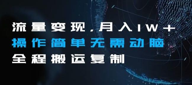 流量变现，月入1W+操作简单无需动脑全程搬运复制【揭秘】-小艾网创