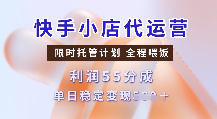 快手小店代运营，限时托管计划，收益55分，单日稳定变现多张【揭秘】-小艾网创