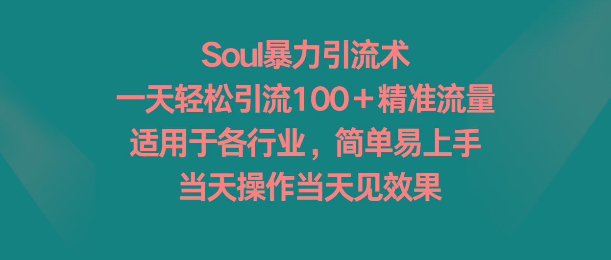 Soul暴力引流术，一天轻松引流100＋精准流量，适用于各行业，简单易上手！-小艾网创